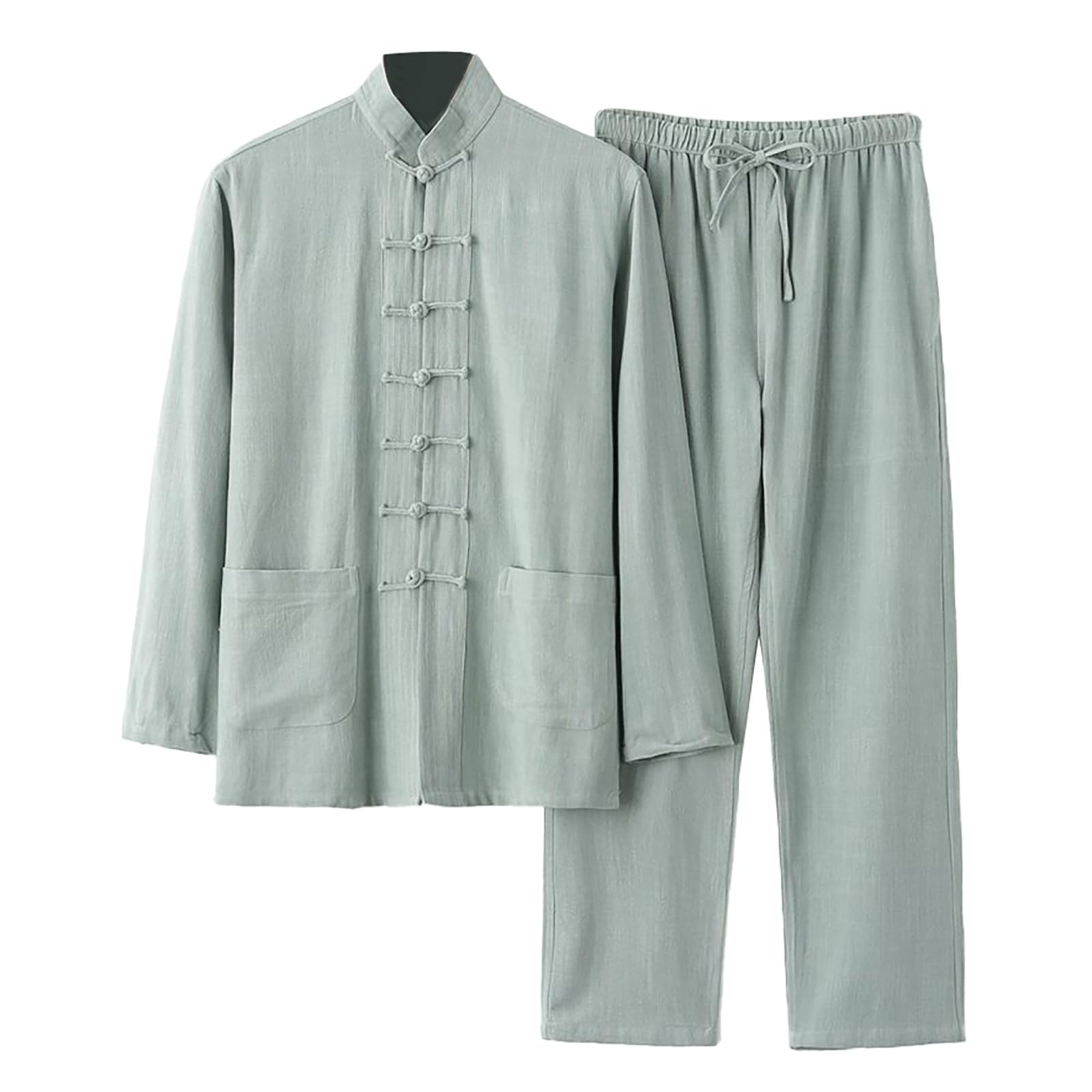 Traje de hombre estilo chino tradicional kung fu tai chi wushu clásico tangzhuang manga larga camisa y pantalones de entrenamiento uniforme primavera otoño ocio ropa