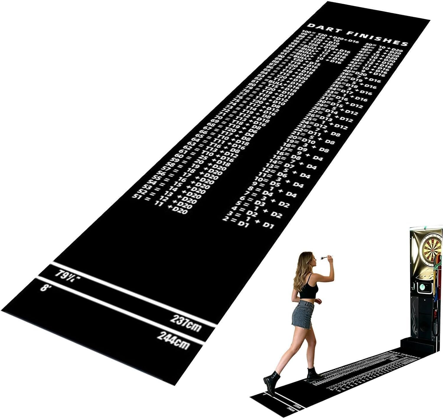 Darts Mat Non-Slip with Throw Line, Protective Floor Mat for Game Room Home Pub Office, Portable Anti-Fall Cushioning Dart Mat for All Skill Levels