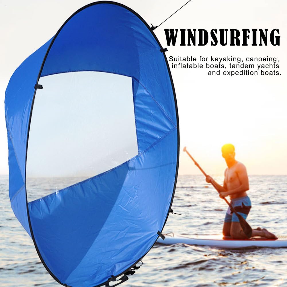 Vela da Ve-nto Kayak, 108 cm Vela da Sottovento Pieghevole Portatile per Kayak Barche Gonfiabili Canoa, Accessori per Kayaks, con Finestra Trasparente e Borsa Portaoggetti