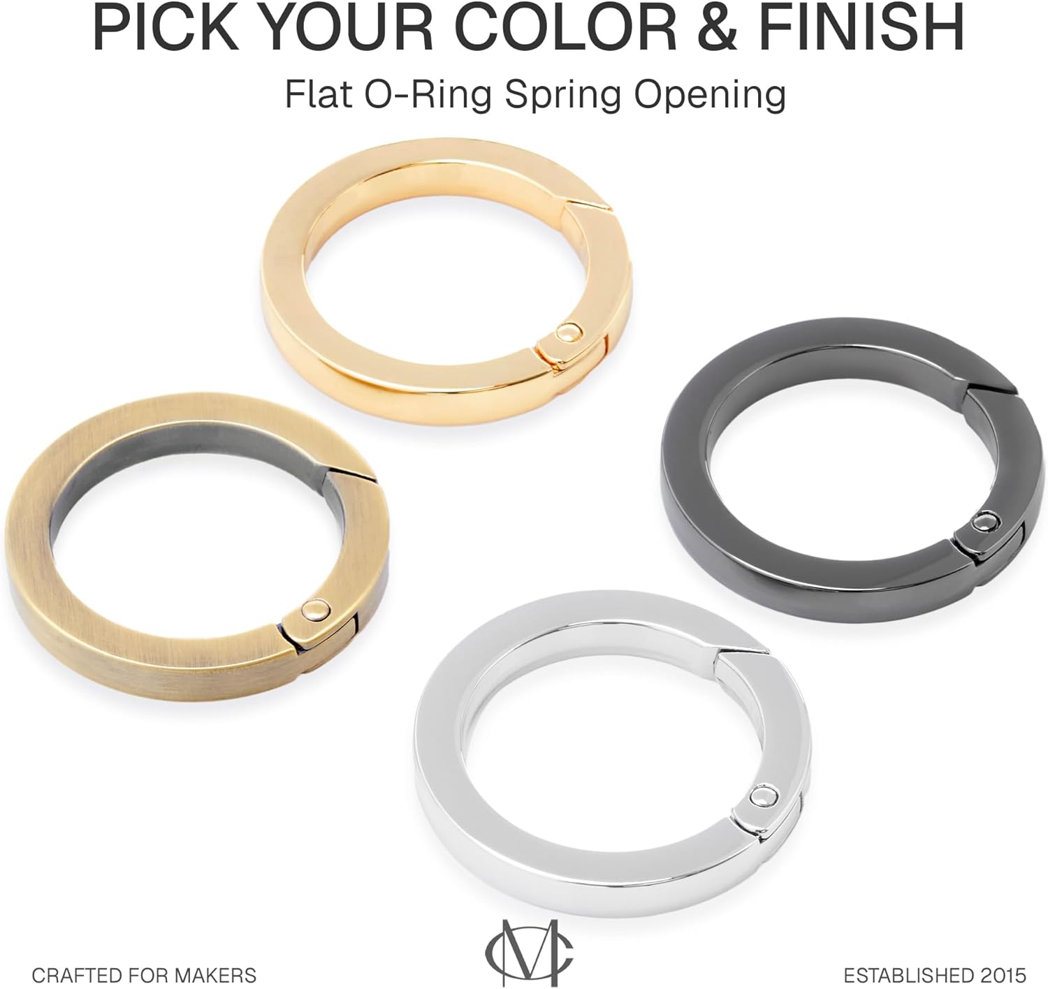 CRAFTMEMORE Metal O Ring Spring Opening Purse Making Snap Angle-Edge O-Rings Clip Key Ring Holder 2pcs SCOF (1 1/2 Inch, Brushed Brass) - Image 3