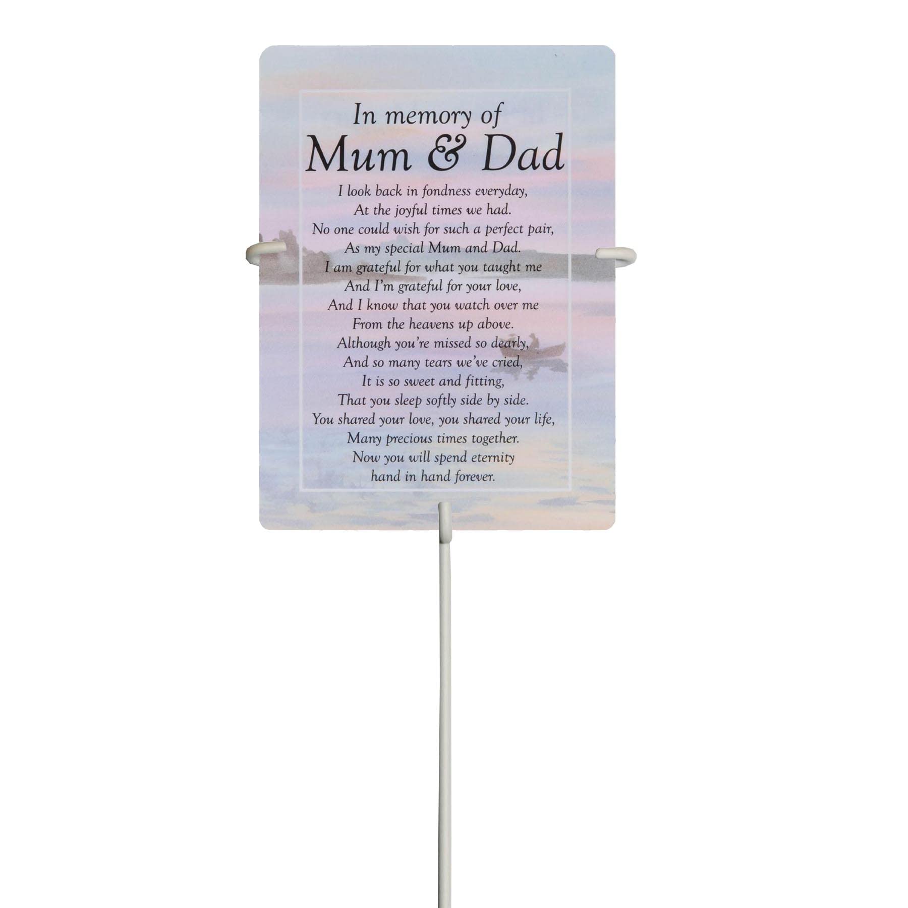 In memory of Mum and Dad Waterproof Graveside Memorial Card and Weatherproof 30cm Card Holder