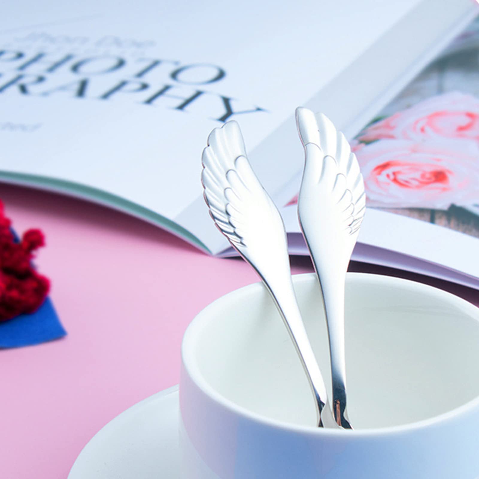 Amazon.com | Pinenjoy 2Pcs Angel Wing Spoon Fork Flatware Set 18