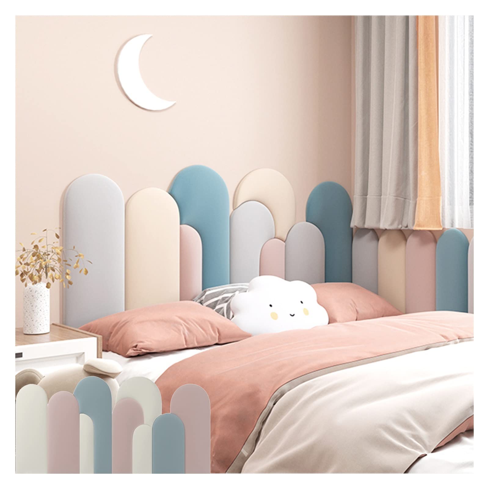 Upholstered Wall Panels Peel And Stick Headboard, Kids Autism Anti-Collision Wall Padding Self-Adhesive Insulated Padded Wall Panels, Soft Wall Cushion, Sound Insulation Warmth(Gray,11.8" X 78.7 - View #12