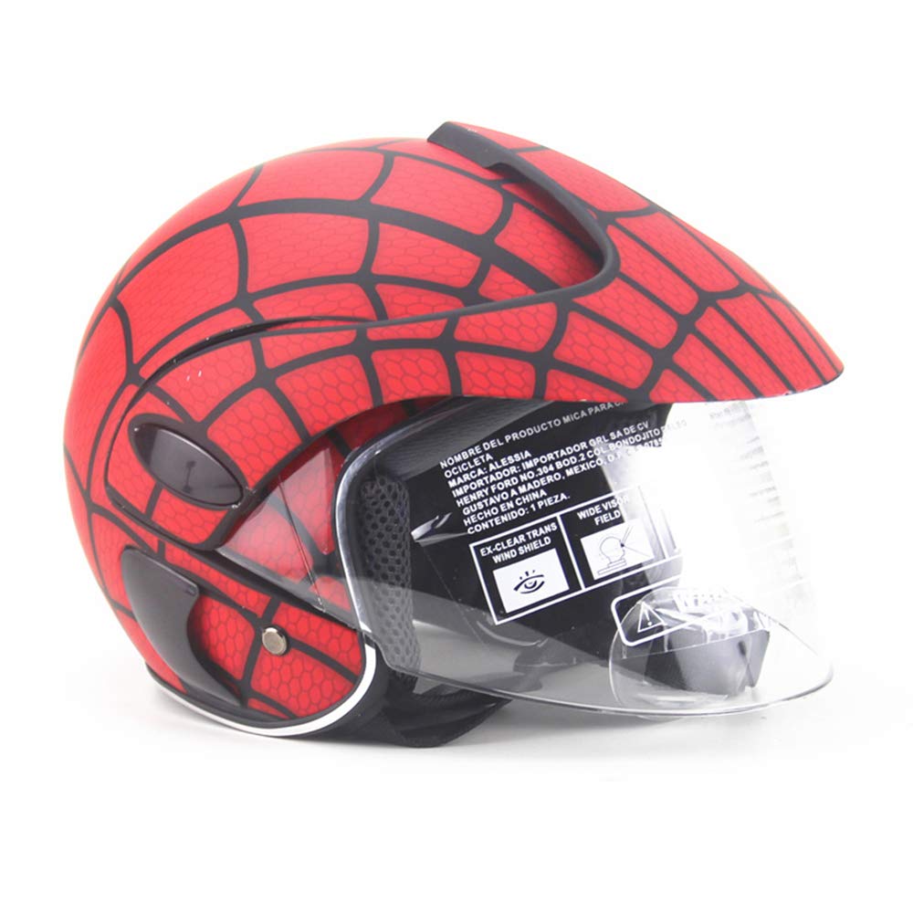 Casco de motocross para niños, casco de motocicleta para niños, niños y niñas, bicicleta, scooter, deportes al aire libre, visor de sol, regalo, por 3-10 años, 48 ​​~ 52 cm, brillante web,Rojo