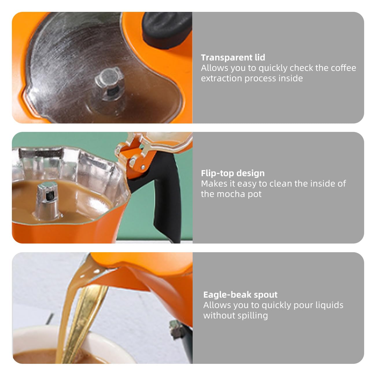 Moka da 6 tazze con coperchio in vetro trasparente, caffettiera da 300 ml, in alluminio, per piano cottura e caffettiera classica, per casa, cucina, campeggio, viaggi (rosso e nero, 6 tazze)