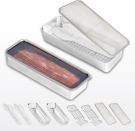Amazon.com: 2PC Bacon Container for Refrigerator + 2PC Racks + 2PC ...