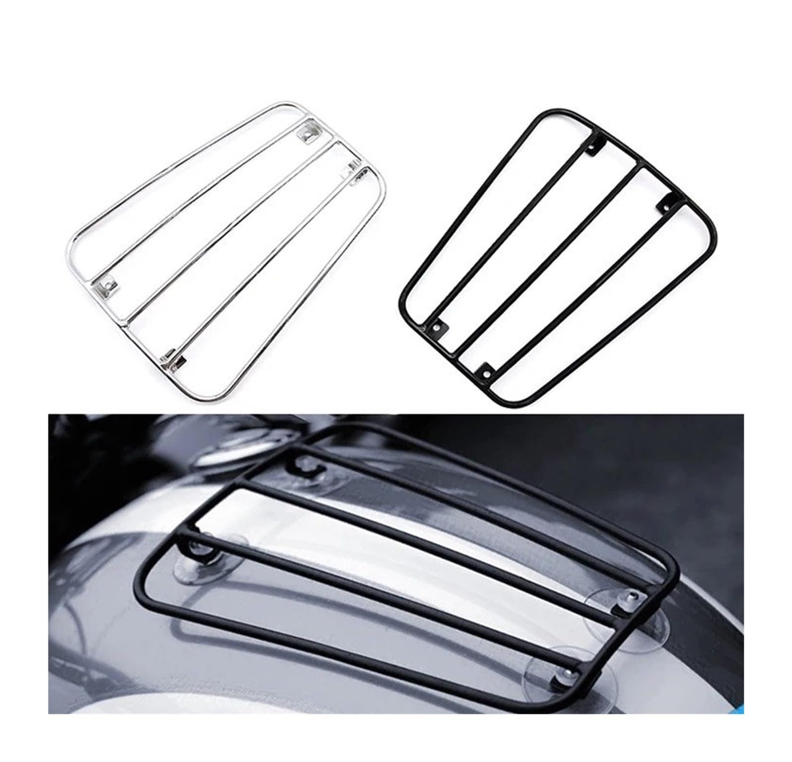 Portaequipajes Trasero Soporte Universal para Portaequipajes Depósito Combustible Motocicleta con Ventosas Motocicleta Portaequipajes(Plata)