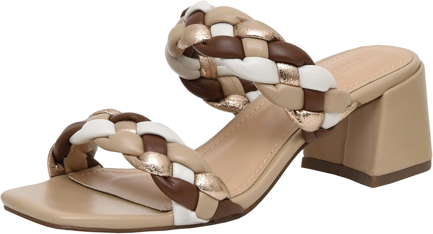 CUSHIONAIRE Women's Onyx braided Heel Sandal +Memory Foam, Wide Widths Available