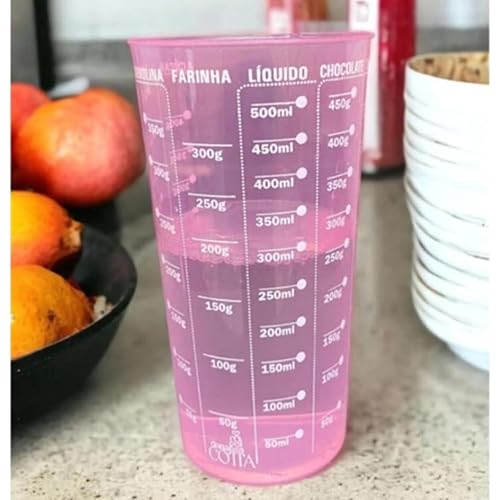 Kit Confeitaria Bisnaga de Umedecer Bolo + Copo Medidor Rosa - Injetemp