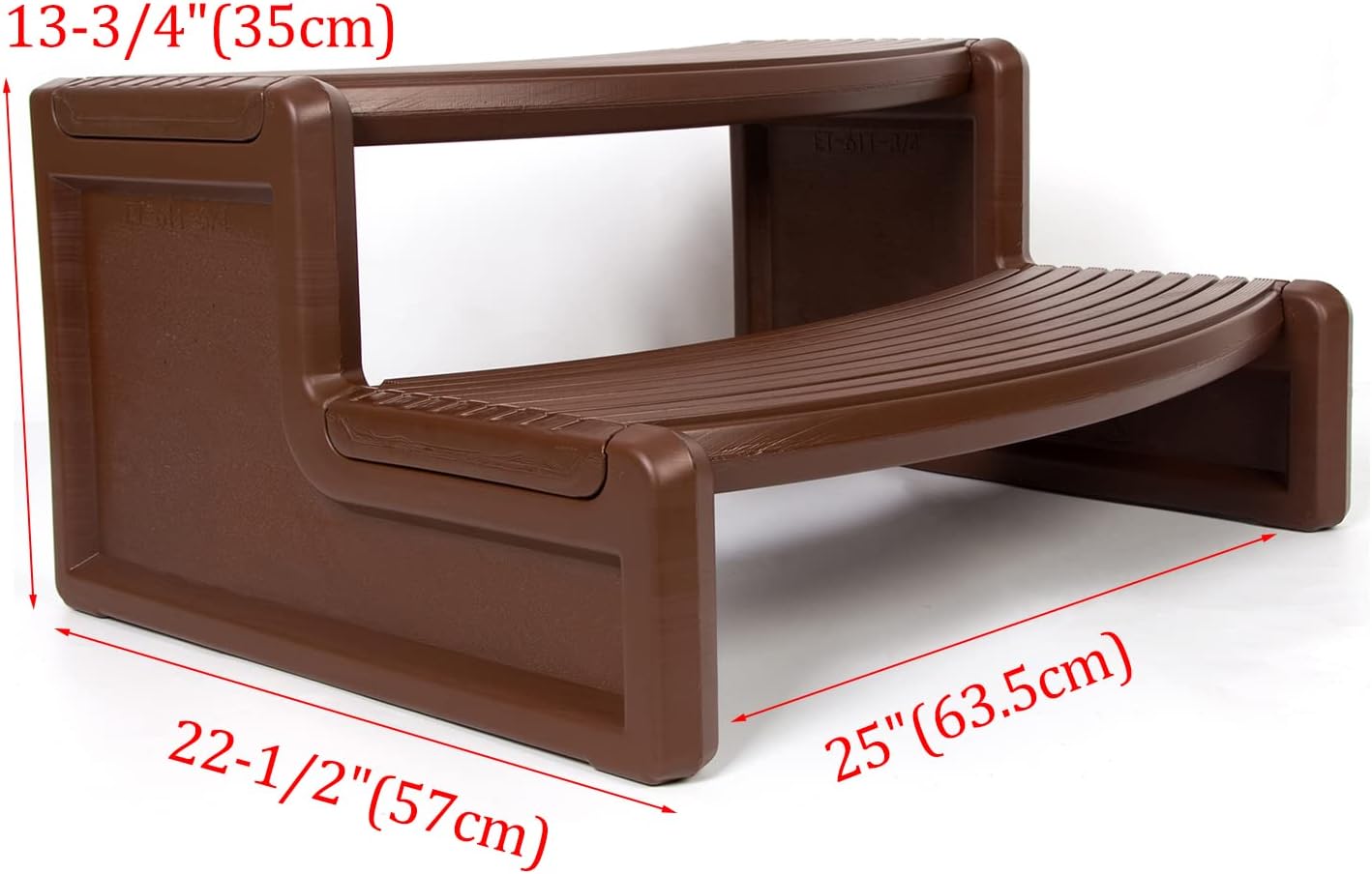 ECOTRIC Spa and Hot Tubs Step Plastic Stairs for Round/Straight Sided Spa Espresso/Red Brown