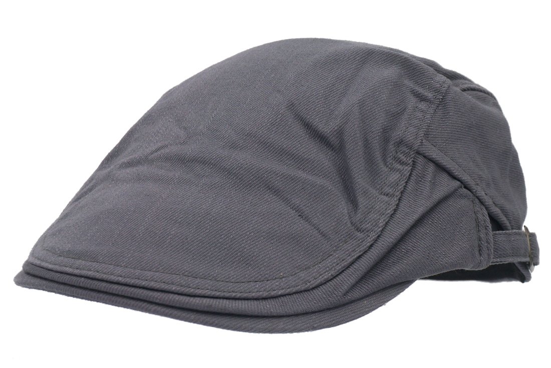 Roffatide Solid Color Canvas Strap Newsboy Cap Driving Cabby Ivy Golf Beret Hat Light Gray