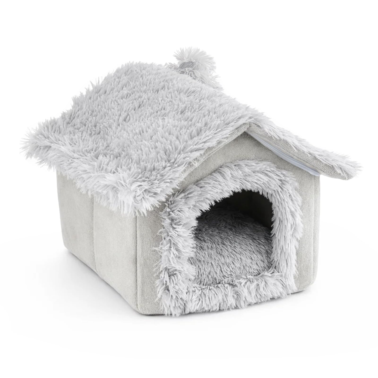Cotton Pet Cave Bed | Warm Semi-Enclosed Cat House with Private Space | Foldable Washable Kennel for Indoor Cats, Small Dogs & Rabbits (M(44 * 36 * 39cm）)