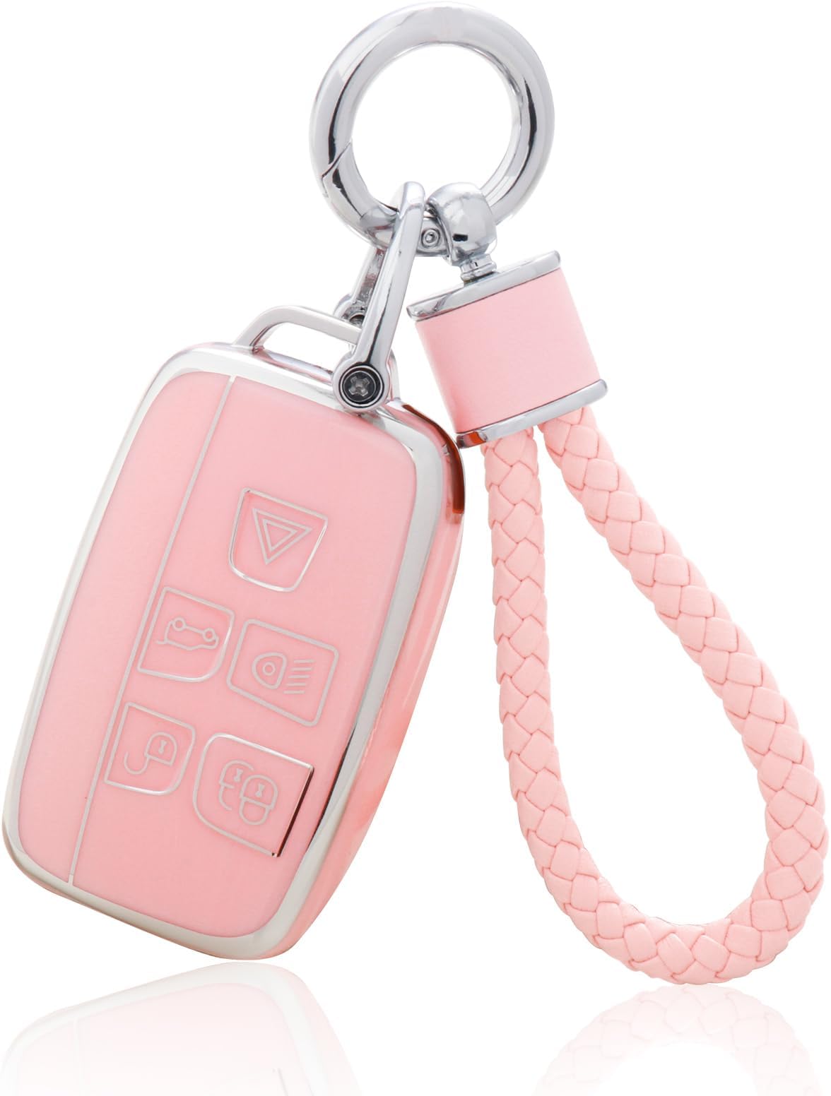 for Land Rover Jaguar Key Fob Cover with Keychain, TPU Key Case Fit for Evoque Velar Sport Discovery Freelander2 LR4 Sport Jaguar XF XJ XE F-PACE F-TYPE