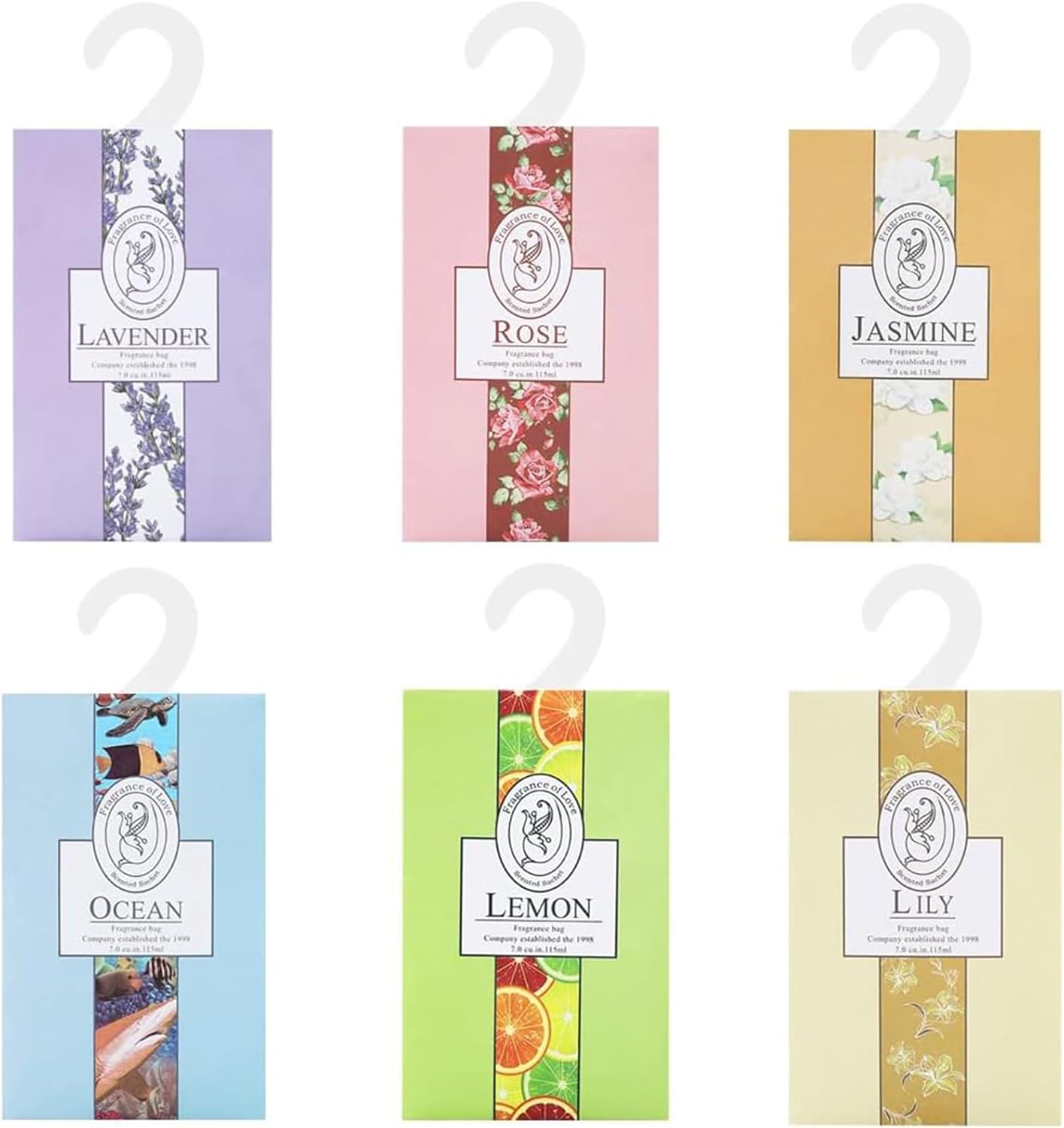 Pack of 6 Fragrance Sachet Bags Wardrobe Fresheners Hanging for