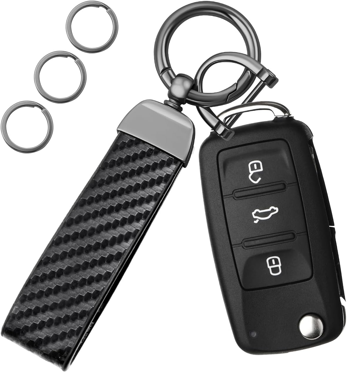 Leather Car Keychain,Carabiner Clip Key Fob Keychain for Home Car Keys Women Men