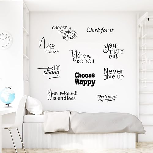 Miniatura 5 de 10 calcomanías inspiradoras de pared para despegar y pegar, citas positivas, decoración de pared, extraíble, impermeable, calcomanías motivacionales