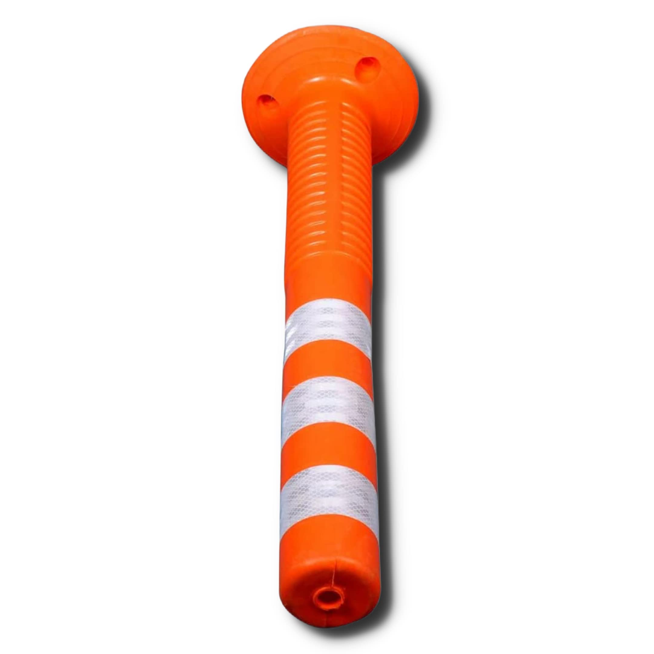 Flexible Spring Parking Post Barrier High Grade Polyurethane Material With 3 White Reflective Tapes Easy To Install - Orange (Pack Of 3) 1
