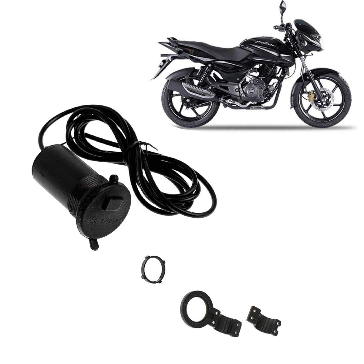 AutokraftZBlack Waterproof Without Switch Bike/Cycle Mobile Charger Handle Bajaj Pulsar 150
