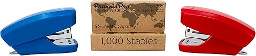 Vista 39 de Aria - Juego de mini grapadoras de alta calidad, con removedor de grapas integrado, 2000 grapas estándar incluidas, para oficina, escuela y viajes