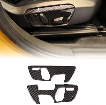 Seat Adjustment Button Panel Cover Trim Fit for Toyota Supra GR A90 A91 MK5 2018-2022, Car Seat Adjustment Switch Panel Frame is made from stainless steel material, 2PCS Carbon fiber pattern