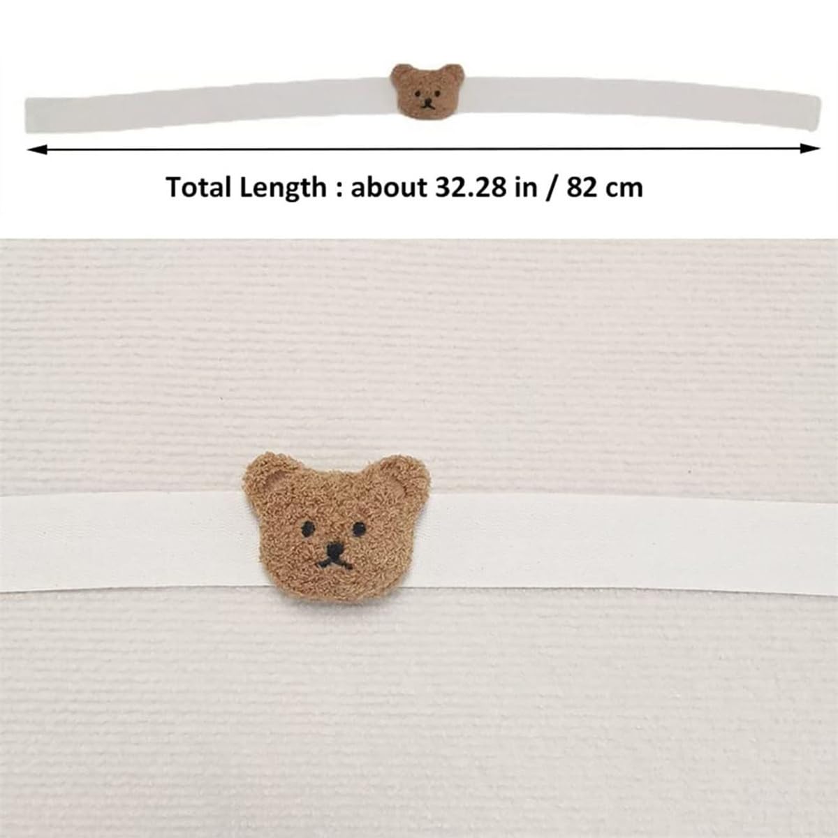 4 Fermatende Per Tende Con Orsetto Ricamato - Cinghie Per Cameretta Bambini