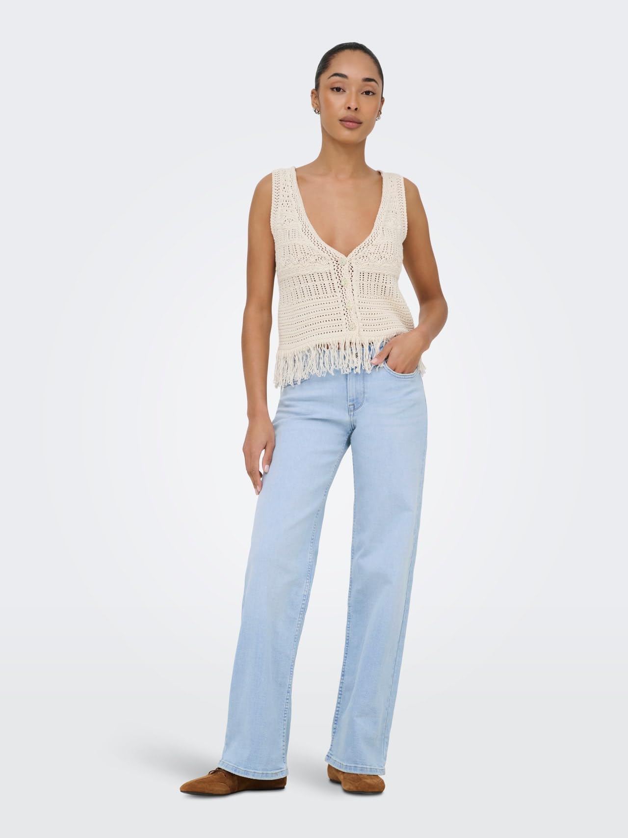 ONLY Damen Wide Leg Jeans Hose ONLJudy Baggy Jeanshose mit weitem Bein