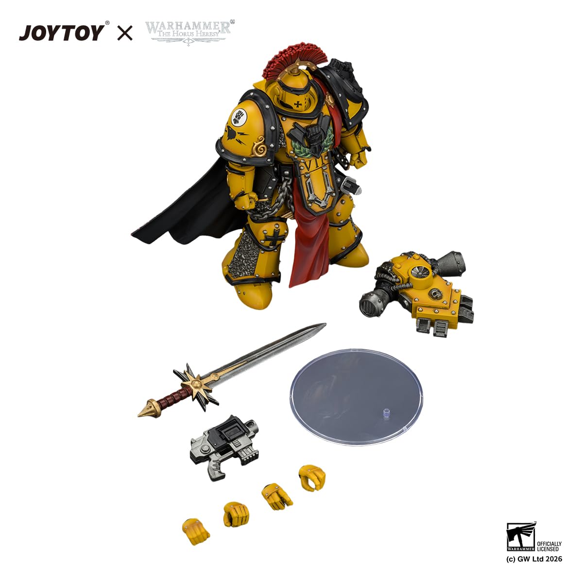 JOYTOY Imperial Fists Warhammer 40K 1/18 figurki akcji Imperial Fists Lord Castellan Evander i MkIII Armour Legion Pretor, 2 zestaw kolekcjonerski model