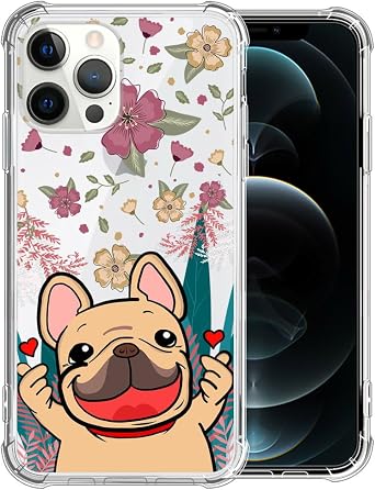 ZHEGAILIAN Compatible with iPhone 13 Pro Case,Flower Love Dog 13 Pros Women Girls Case,Clear with Slim Flexible Soft TPU Rubber Protective 13 Pro