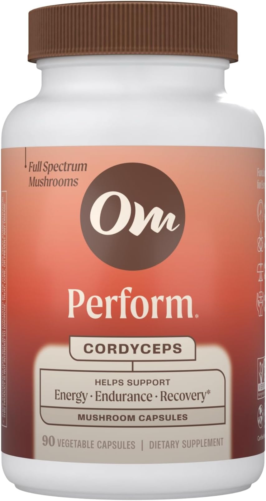 OM MUSHROOM SUPERFOOD Cordyceps Mushroom Capsules Superfood Supplement, 90 Count, 30 Days, Organic Energy Supplement for Stamina and Endurance