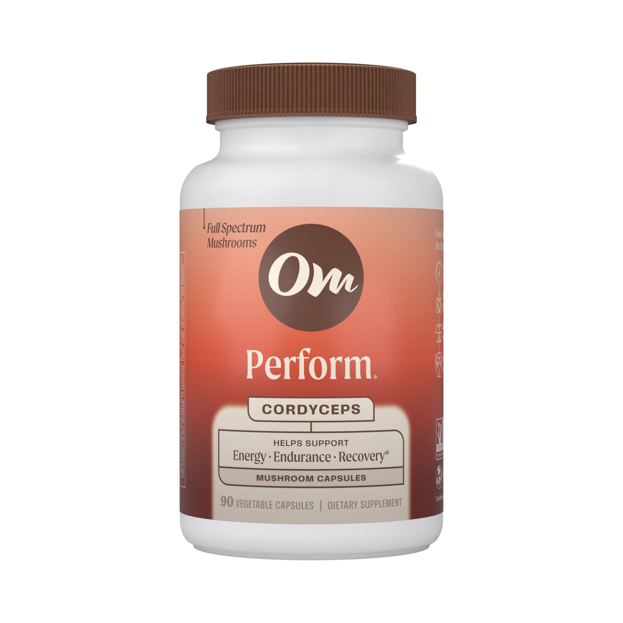 OM MUSHROOM SUPERFOOD Cordyceps Mushroom Capsules Superfood Supplement, 90 Count, 30 Days, Organic Energy Supplement for Stamina and Endurance