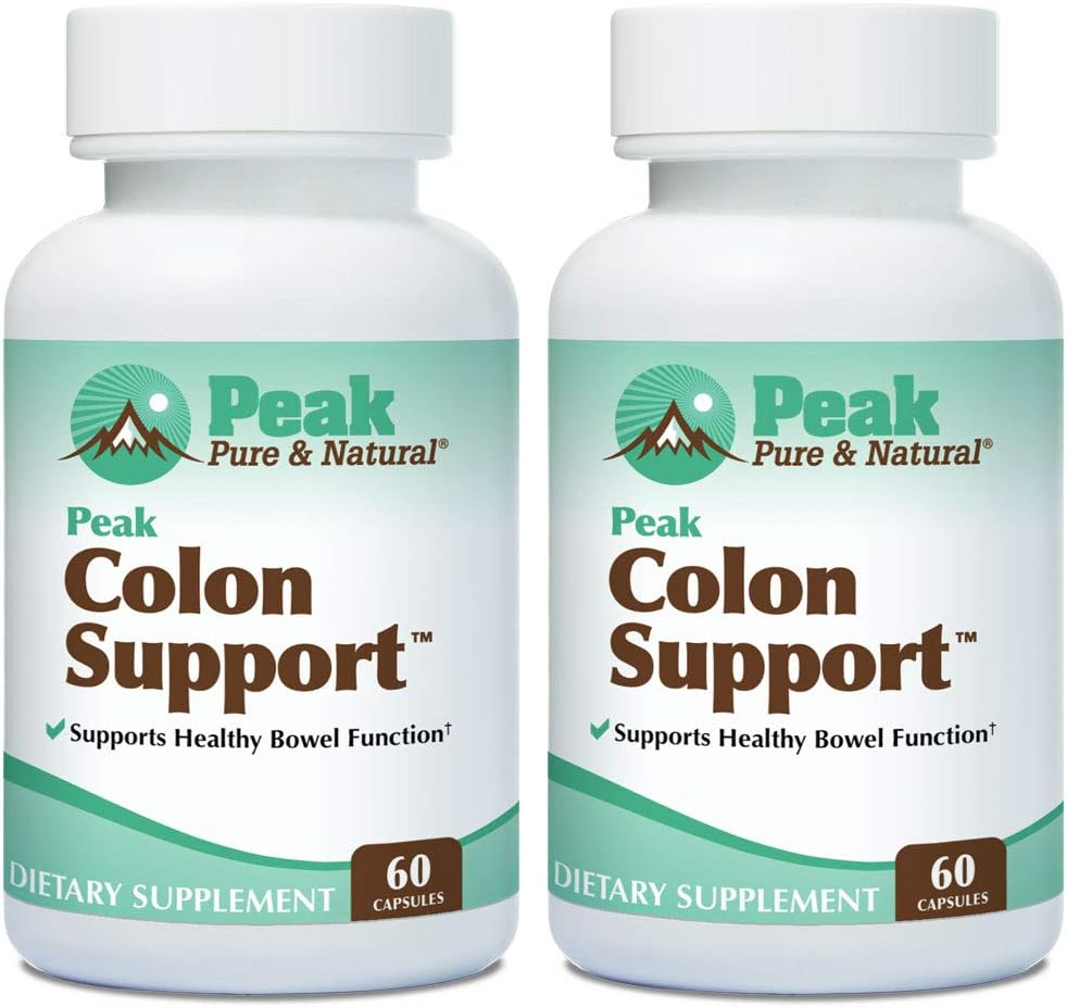 Peak Pure & Natural Colon Support - Colon Cleanse and Detox Supplement for Digestive Health - Gut Health Support with Inulin and Senna Leaf Extracts - with Fiber, Prebiotics, and Probiotics - 3 Pack