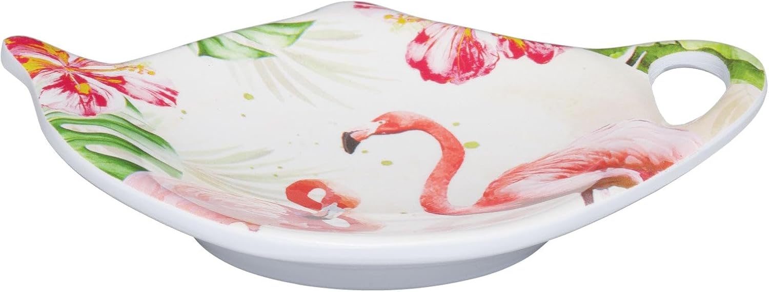 Supreme Housewares Flamingo Tea Bag Holders, Teapot Shaped Tea Bag Coasters Spoon Rests Saucer Seasoning Dish Set, Multicolor, 4 x 3 Inch, Set of 4