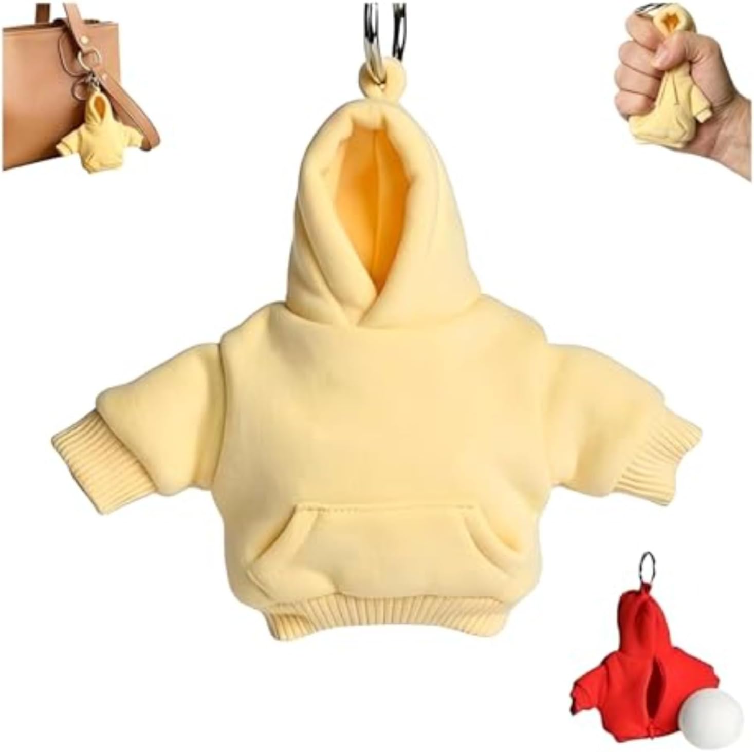 DOUBLE ZEE Hoodie Stress Ball Keychain, Soft Squeeze Fidget Toy for Adults