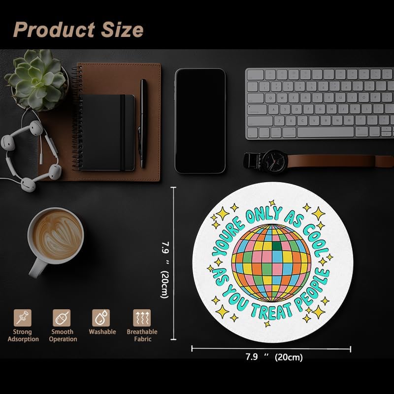 Trendy Disco Ball Inspirational Round Mouse Pad 7.9x7.9 in image 2