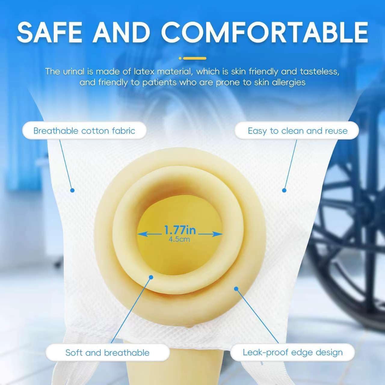 Wearable Urinals for Men,Plus Size Portable Latex Material with Collection Urine Bags Triangle Pants,External Catheter,Reusable,for Incontinent Patients &Bedridden&Road Trips,2000ml Urine Bag