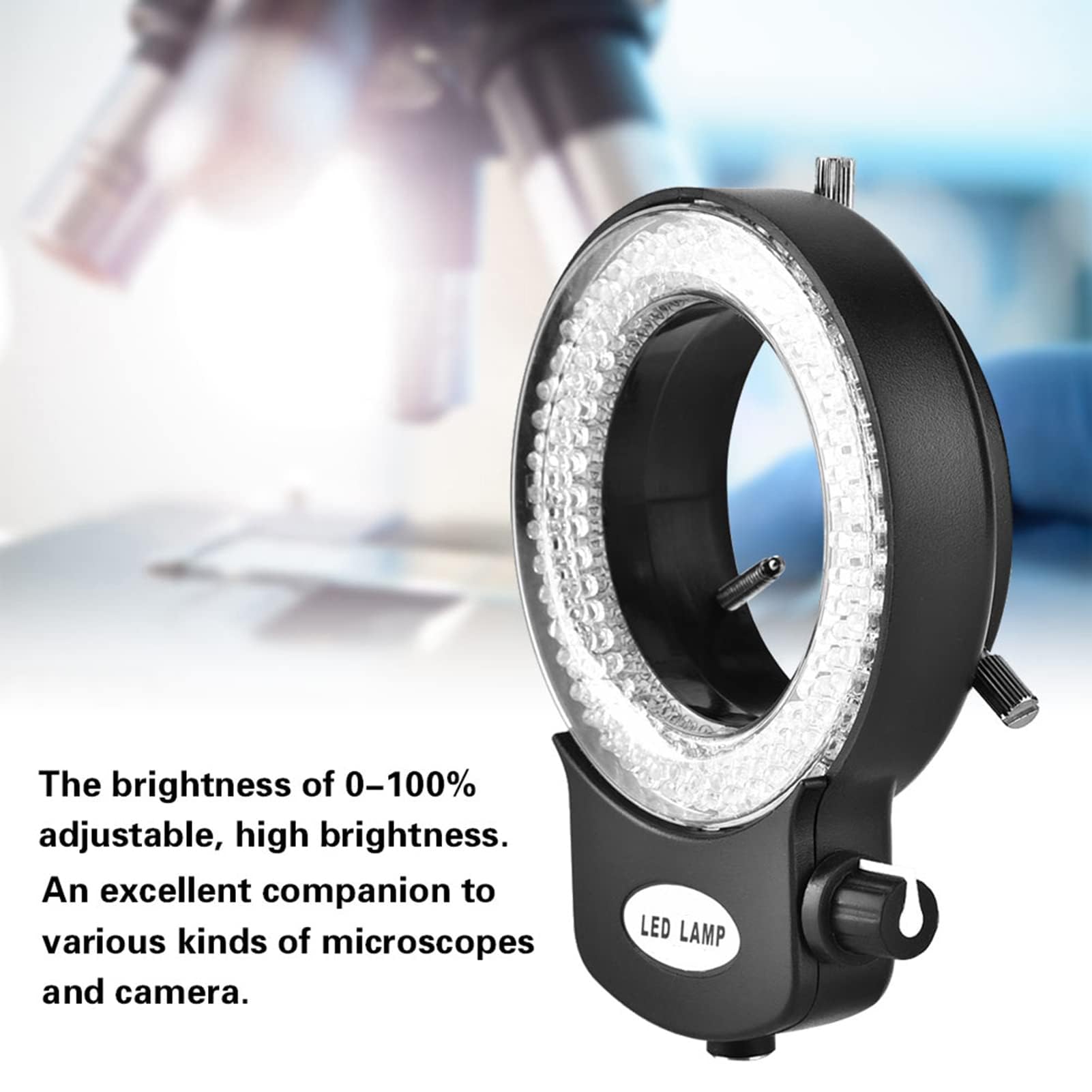 Luce Ad Anello a LED per Fotocamera per Microscopio di Livello Industriale con Luce a LED per Microscopio a 144 Perline LED Regolabili (BLACK)