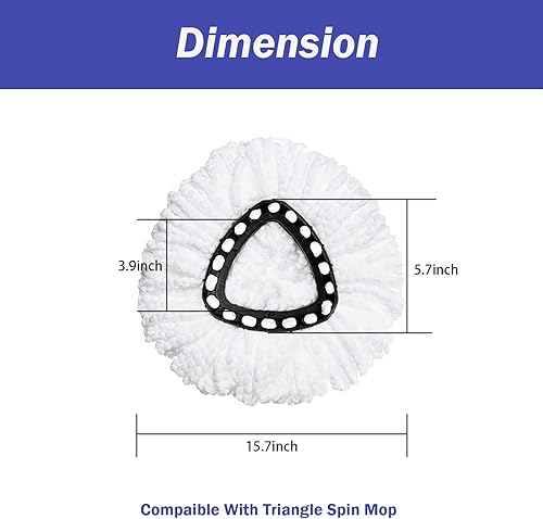 Miniatura 3 de Cabezal de repuesto para trapeador giratorio, paquete de 6 repuestos compatibles con trapeadores giratorios Ocedar triangular, repuesto de mopa Rojo