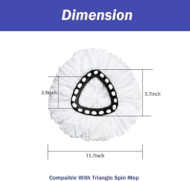 Spin Mop 交換用ヘッド 6個パック モップリフィル Ocedar Triangle Swivel Mops対応 マイクロファイバー100% スイベルモップ 詰め替え用 ディープクリーン 洗濯機洗い可 交換が簡単