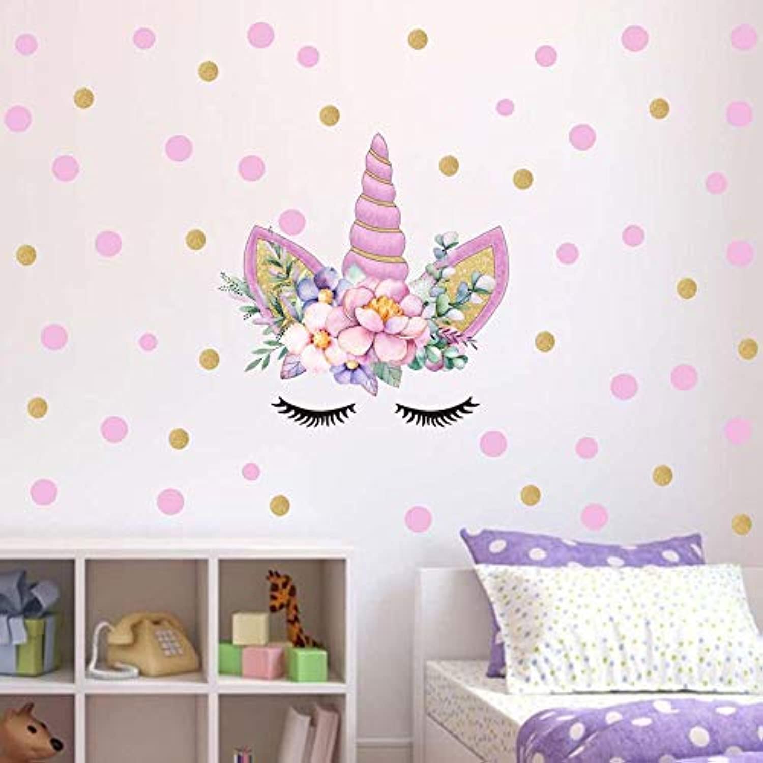 50cm X 35cm PVC Cartoon DIY Color Wall Stickers Pink Unicorn Home Decoration Vinyl Decals Wallpaper For Baby Kids Bedroom Wall Art Living Room Decoration Removable Stickers