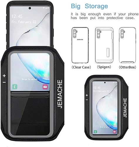 Miniatura 6 de Brazalete para Galaxy Note 10+, 9, 8, JEMACHE Gym Run, resistente al agua, para Samsung Galaxy Note 8910 Plus con soporte para llaves (negro)