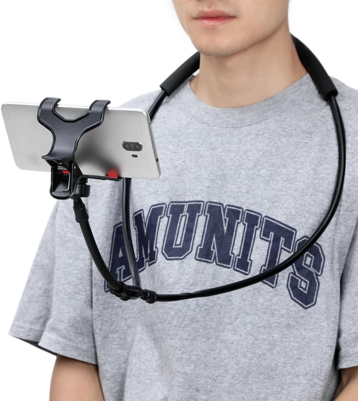 Housoutil Adjustable Neck Phone Holder, U-Shape Lazy Phone Stand, Black Neck Holder for Bedside and Desktop Use Perfect for Live Streaming and Video Calls image 9 of 9 B0DWSPSBVL