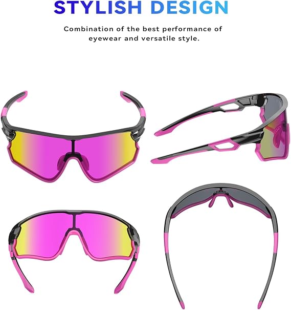 BEACOOL photochromic sunglasses sport (Black Pink-photochromic Pink)