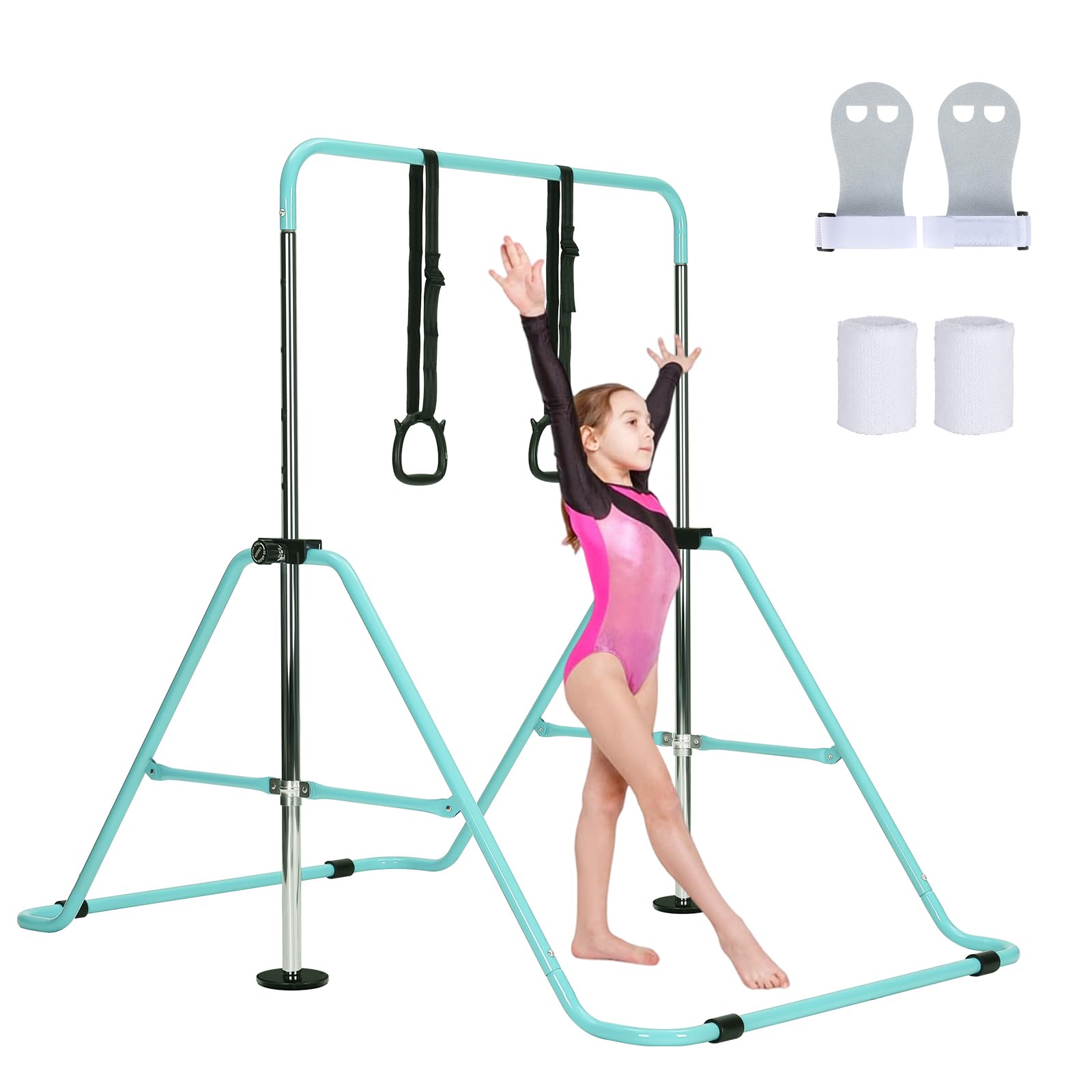 Turnstange Kinder, Höhenverstellbare Gymnastikstange mit 5 Stufen (80–130 cm), Stabiles Turngerät für Zuhause, Kip Bar mit Rutschfesten Füßen, Kinder Gymnastikgerät