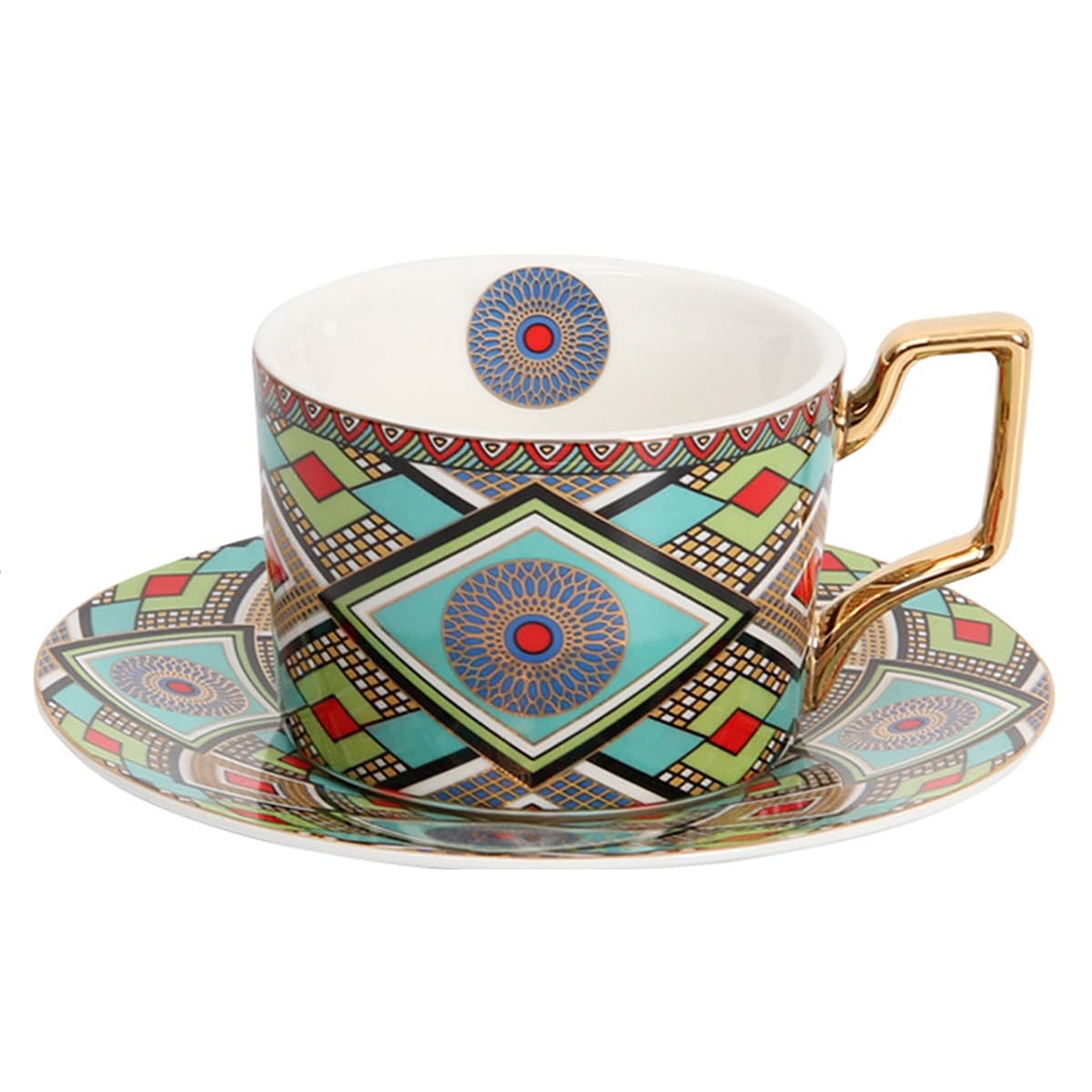 Tasse en céramique avec soucoupe Magic Geometry, l'idée cadeau idéale pour amateurs de café