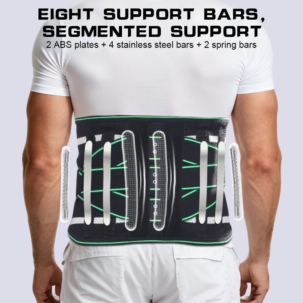 Ceinture Lombaire avec Coussin 3D, Ressorts Soutien Sangle Double Réglable, Respirant Support Lombaire avec 4 Supports Métalliques 2 Ressorts Soutien, Pour Sciatique, Hernie Discale, Scoliose