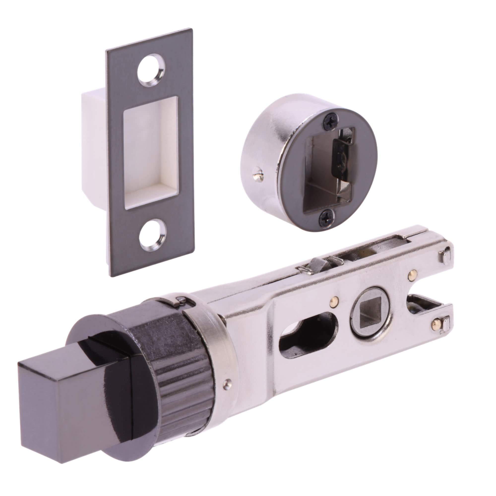 Hunta Black Nickel Handlezone® 76Mm Bullet Bolt, Round Designer Mortice Deadbolt, Catch For Internal Timber Doors - 57Mm Backset