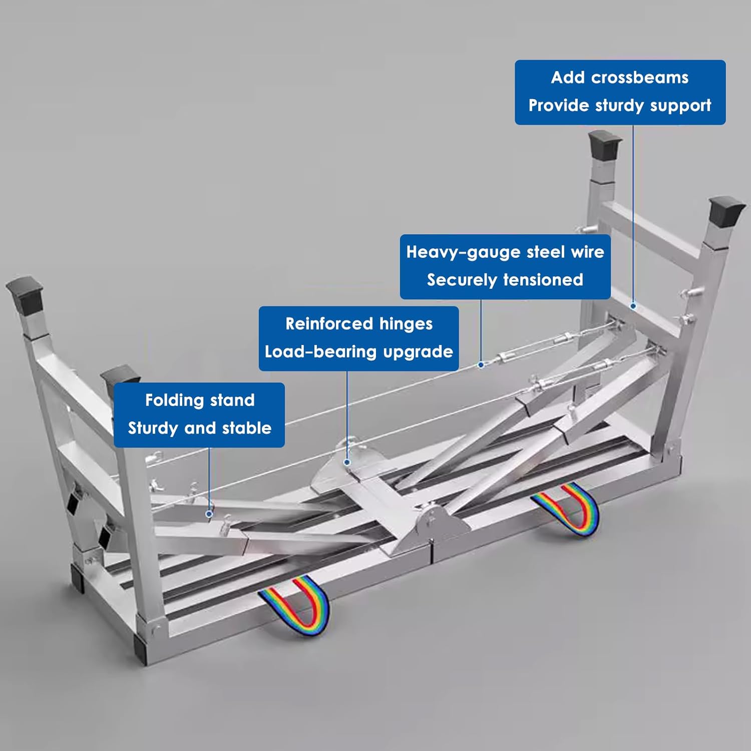 Multipurpose Portable Scaffolding Adjustable, Height Folding Work Platform with 600 LBS Load Capacity, Carbon Steel Structure, Non-Slip Step Stool for Home Drywall Cleaning Painting