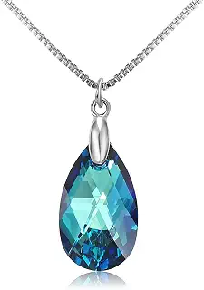 [Richapex] スワロフスキーネックレス 天使の涙 ブルージルコンネックレス 雫のペンダントチェーンレディースクリスタルシンプルアクセサリー おしゃれネックレス女性 母の日誕生日記念日プレゼント