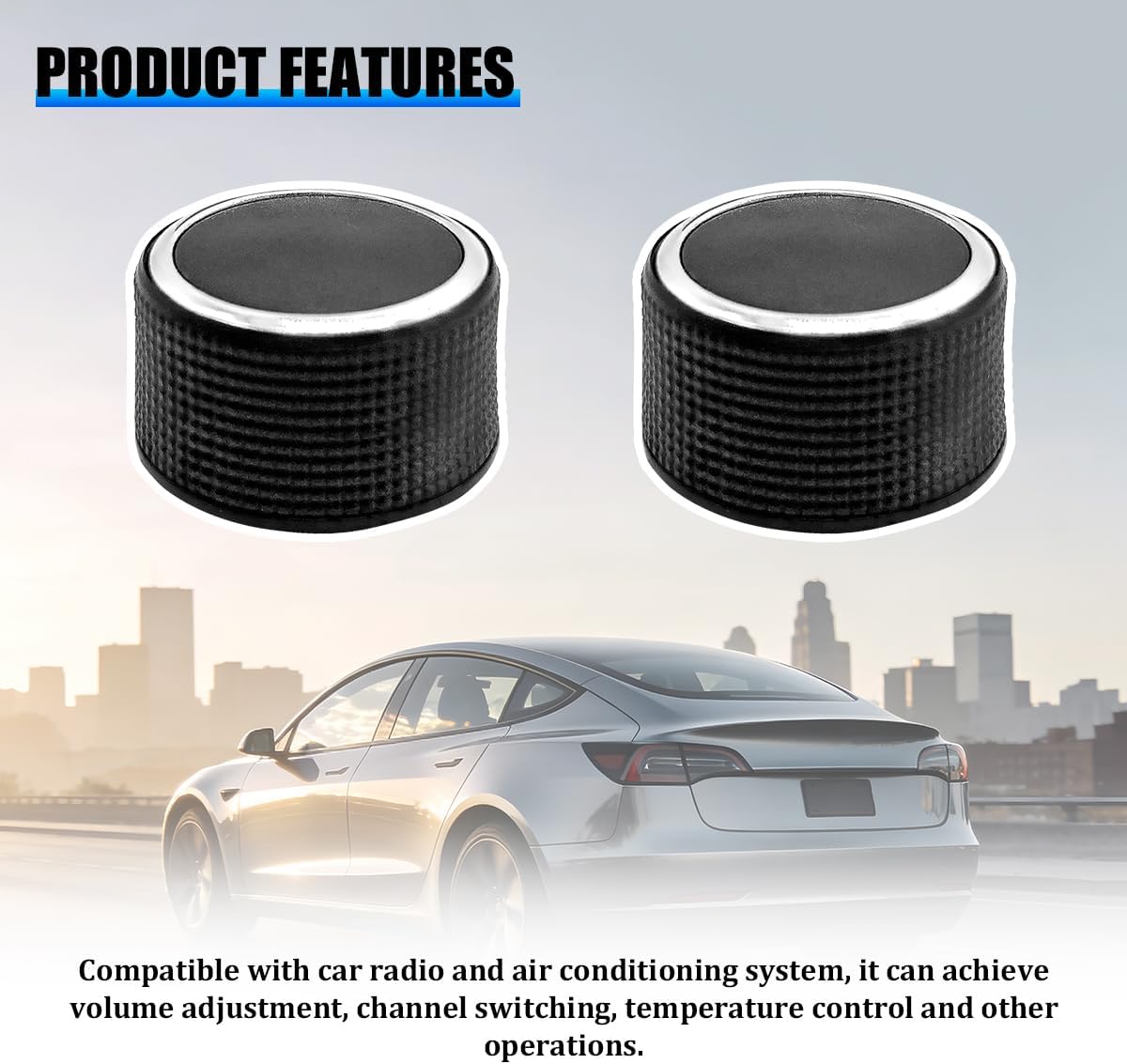 2PCS Car Volume Control Radio Knob, Vehicle Rear Audio Knob Button Replaces 22912547, Automotive Rear Radio Repair Stereo Button Kit, Compatible with Enclave Acadia Yukon