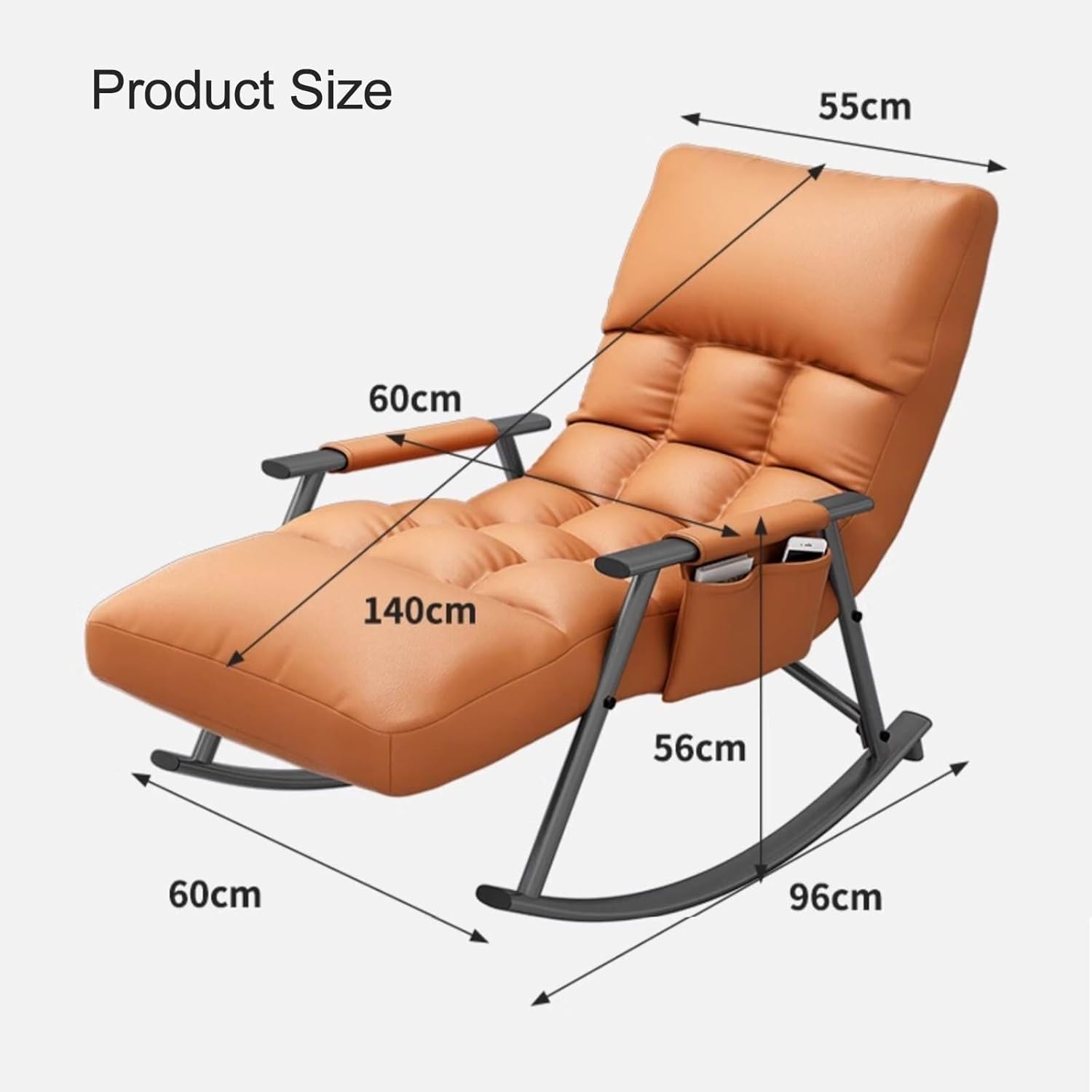 Modern High Back Rocking Chair for Living Room & Bedroom, 440Lbs Capacity Glider Armchair with Stylish Blue Fabric & Black Legs, Comfortable Rocker for Relaxation